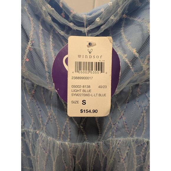 Amiyah Formal Blue Sequin Tulle Corset A-Line Maxi Dress Homecoming Prom Size S - Picture 4 of 16